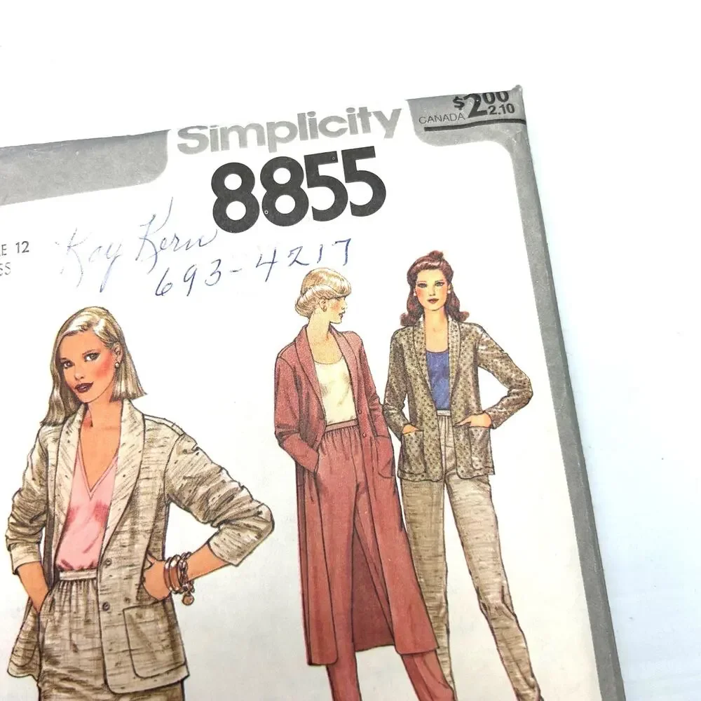 Simplicity Vintage‎ 1978 Pattern #8855 Misses Jacket and Skirt Size 12